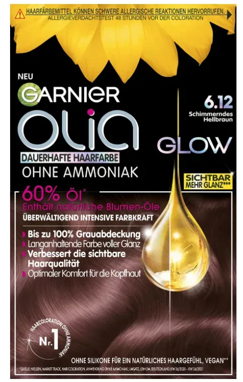 GARNIER Olia Haarfarbe 6.12 Schimmerndes Hellbraun (1 Stk)