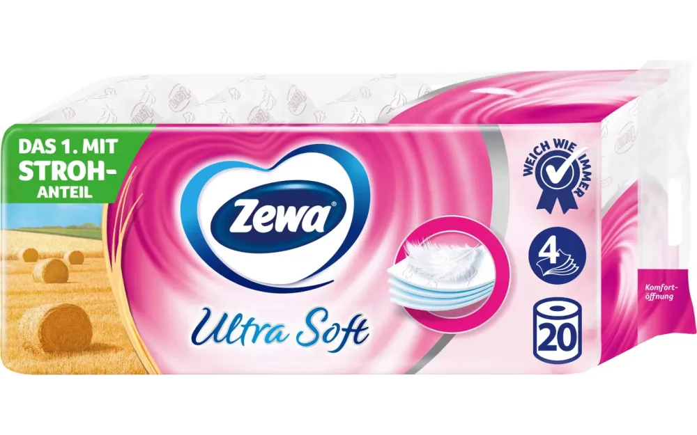 Zewa Ultra Soft Toilettenpapier 4-lagig Weiss 20 Rollen à 150 Blatt