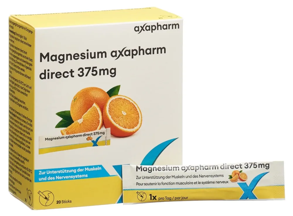 axapharm Magnesium direct Sticks 375mg (20 Stk)