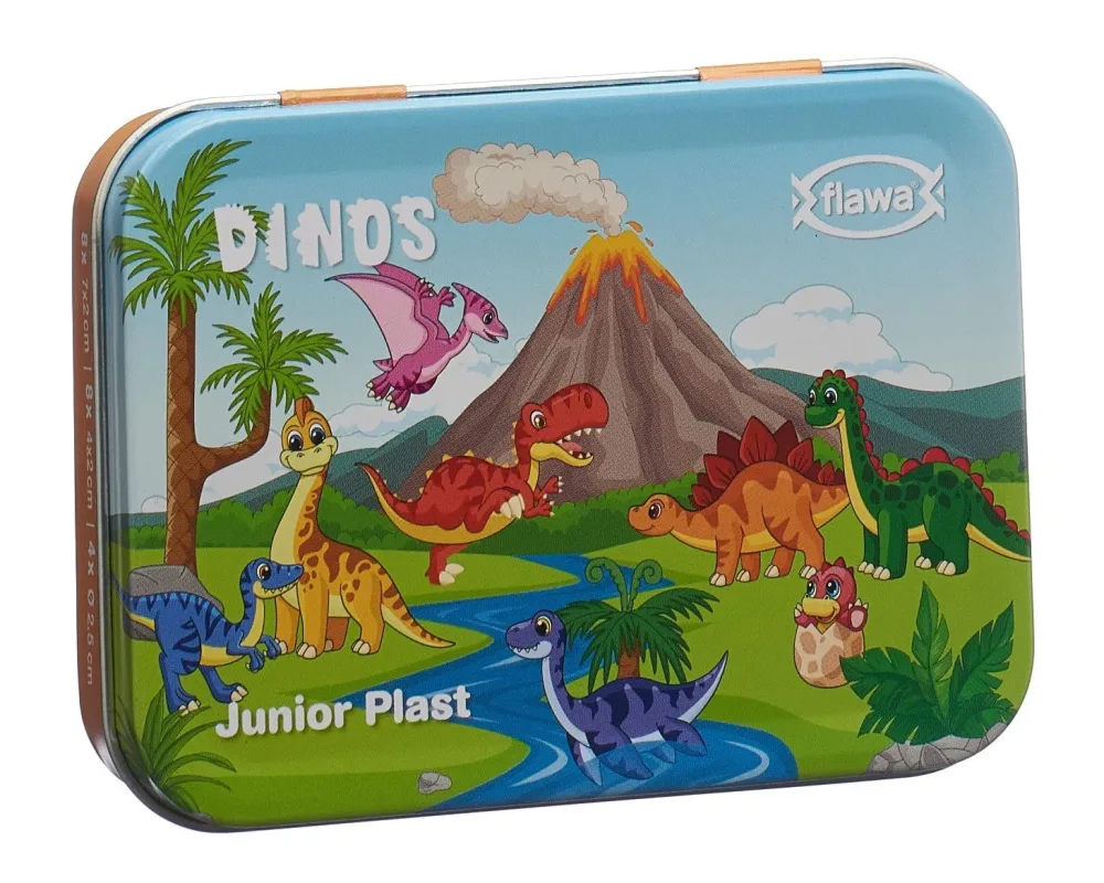 flawa Junior Plast Strips Dinos Tin Box (20 Stk)
