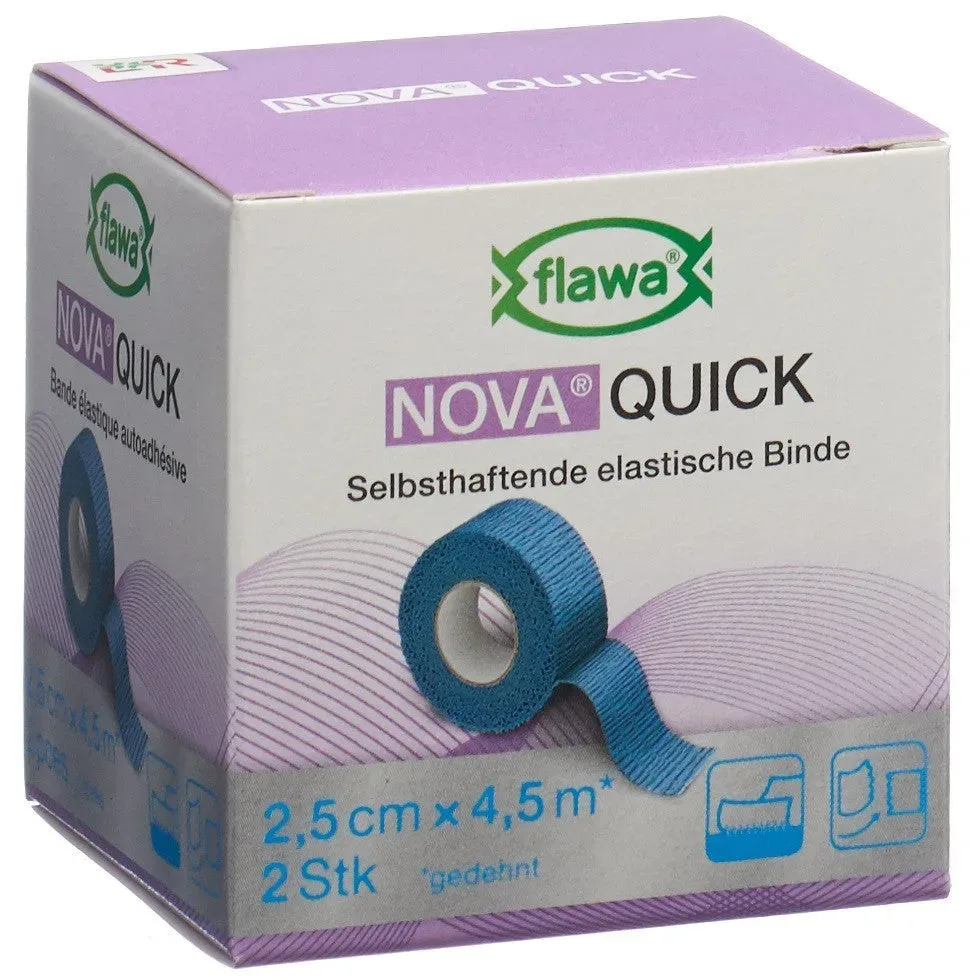 flawa NOVA QUICK kohäsive Reissbinde, 2.5cmx4.5m, blau (2 Stk)