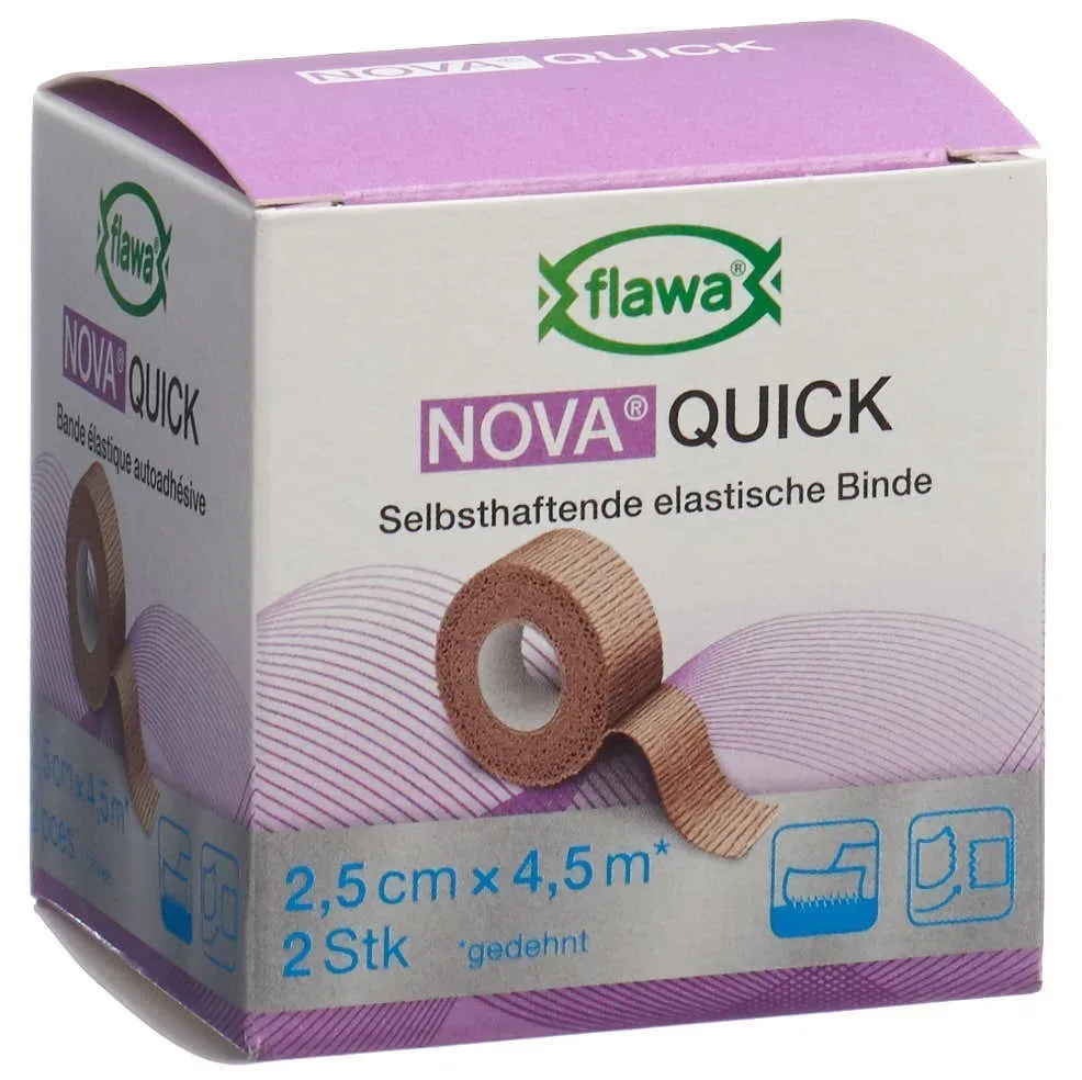 flawa NOVA QUICK kohäsive Reissbinde, 2.5cmx4.5m, hautfarbe (2 Stk)
