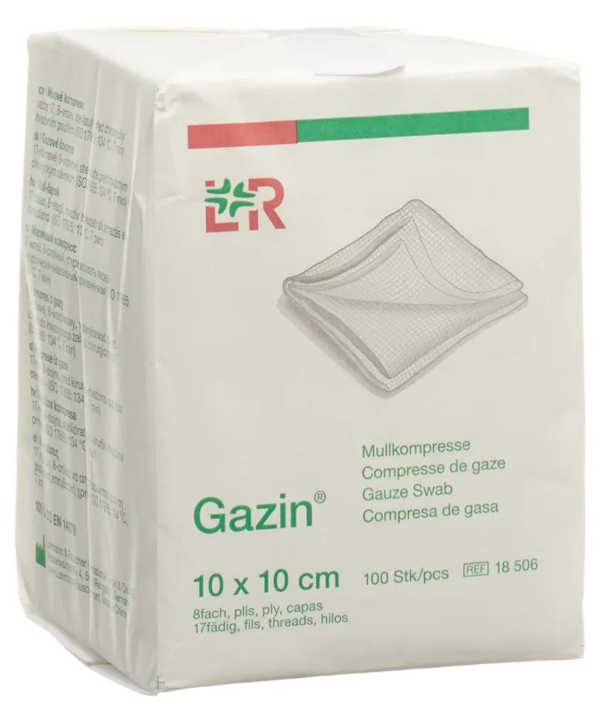 Gazin Mullkompressen 10x10cm, 8-fach, unsteril (100 Stk)
