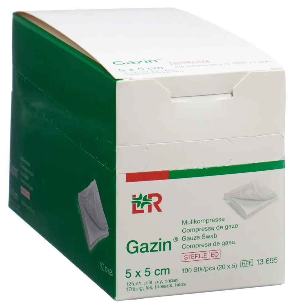 Gazin Mullkompressen Set 5x5cm, 12-fach, steril (100 Stk)