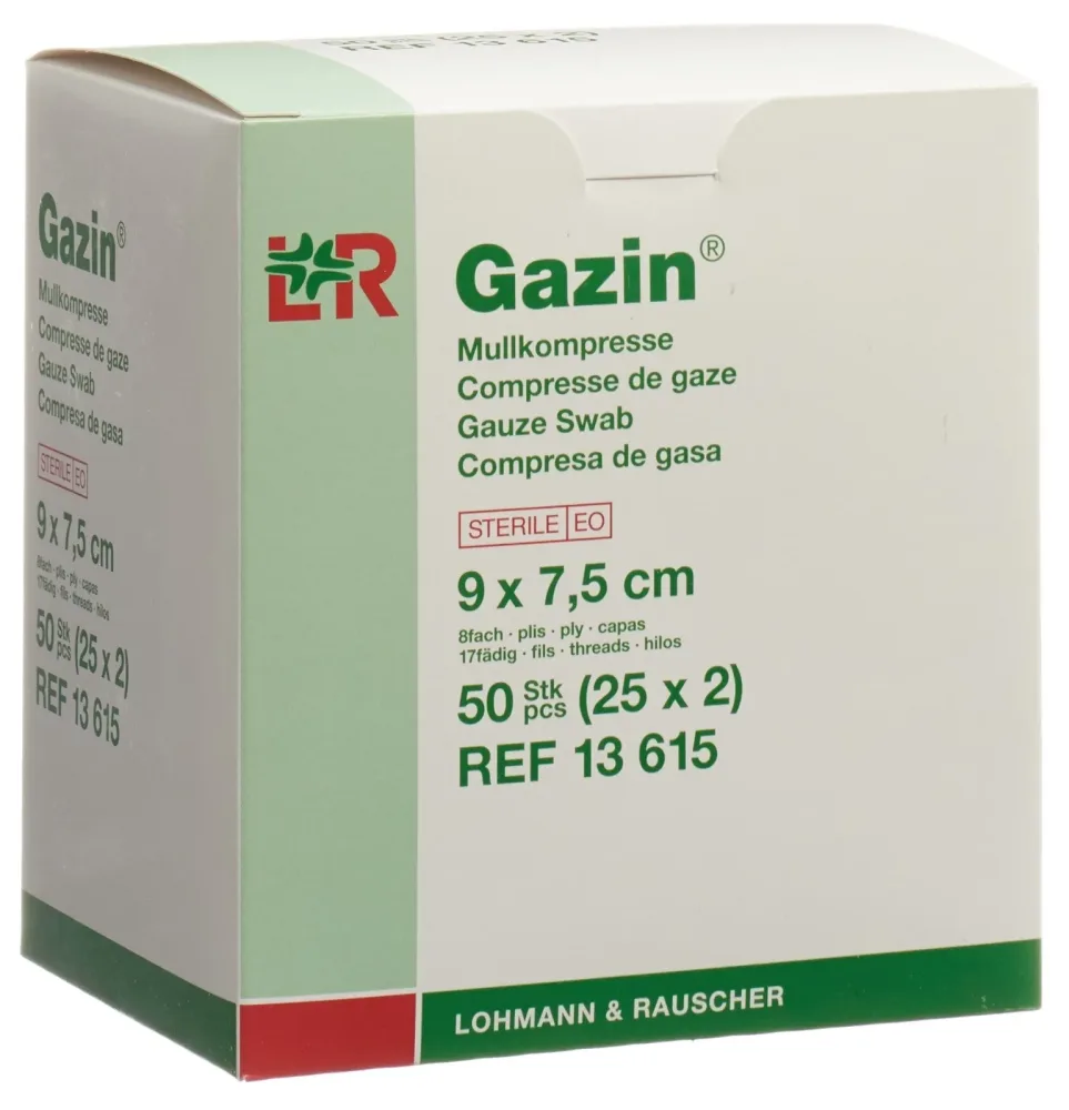 Gazin Mullkompressen Set 7.5x9cm, 8-fach, steril (50 Stk)