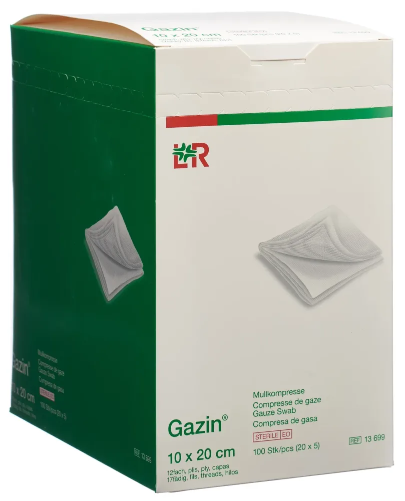 Gazin Mullkompressen Set 10x20cm, 12-fach, steril (100 Stk)