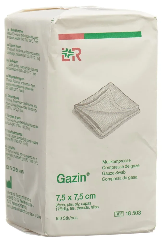 Gazin Mullkompressen 7.5x7.5cm, 8-fach, unsteril (100 Stk)