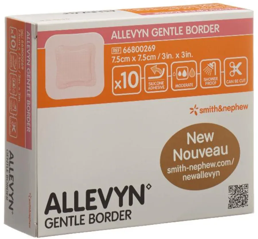 ALLEVYN GENTLE BORDER Wundverband, 7.5x7.5cm (10 Stk)