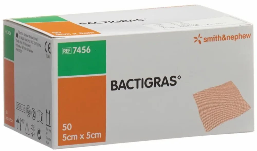 BACTIGRAS Gazeverband, 5cmx5cm (50 Stk)