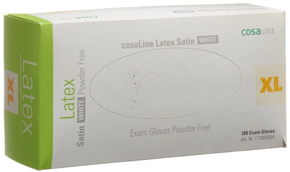 Cosaline UHS Latex Handschuhe, Grösse XL, Satin, weiss, puderfrei (100 Stk)