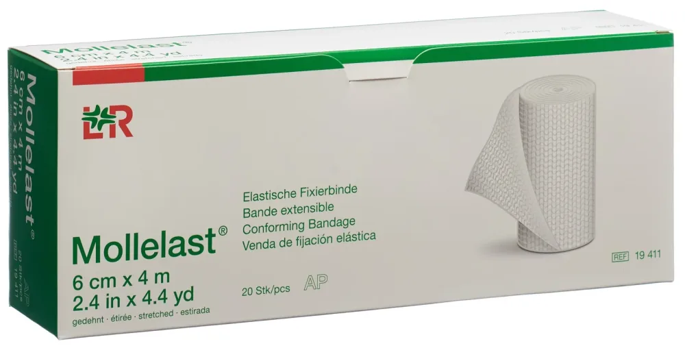 Mollelast Elastische Fixierbinde 6cmx4m weiss (20 Stk)