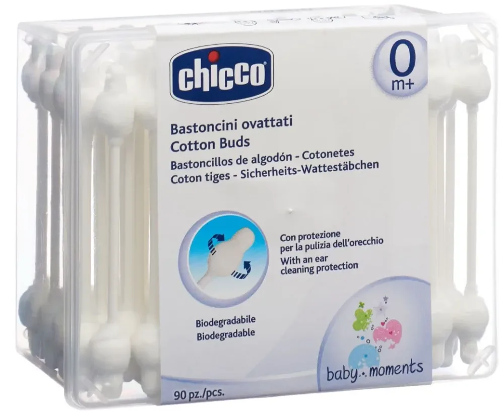 Chicco Sicherheits Wattestäbchen SICURNET Baumwolle (90stk)