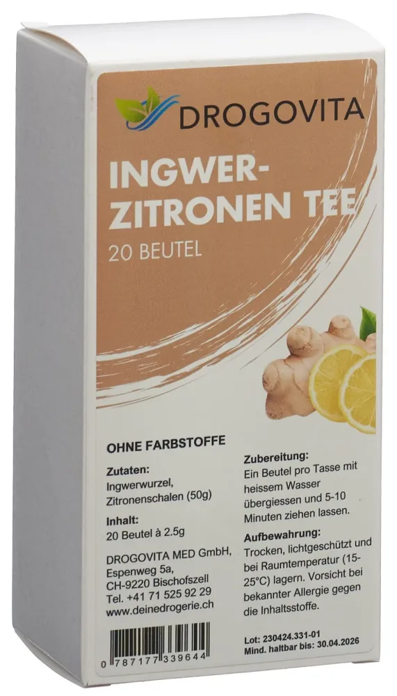 DROGOVITA Ingwer-Zitronen Tee (20 Beutel)