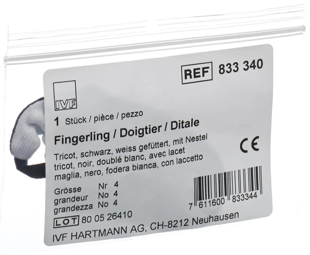 IVF Däumling Tricot Grösse 4, schwarz (1 Stk)