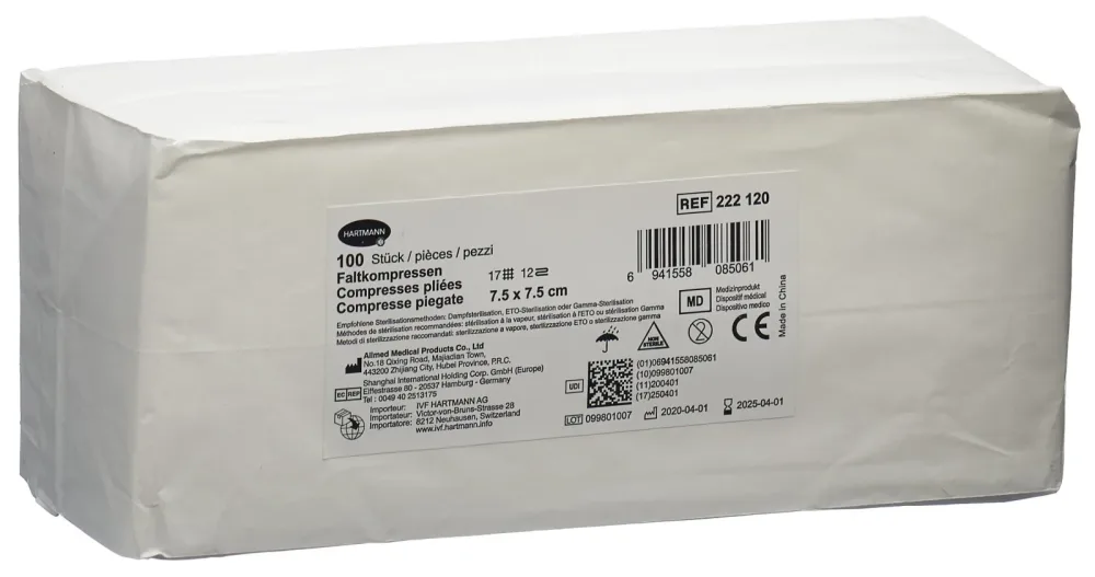 IVF Faltkompresse T17, 7.5x7.5cm, 12-fach (100 Stk)