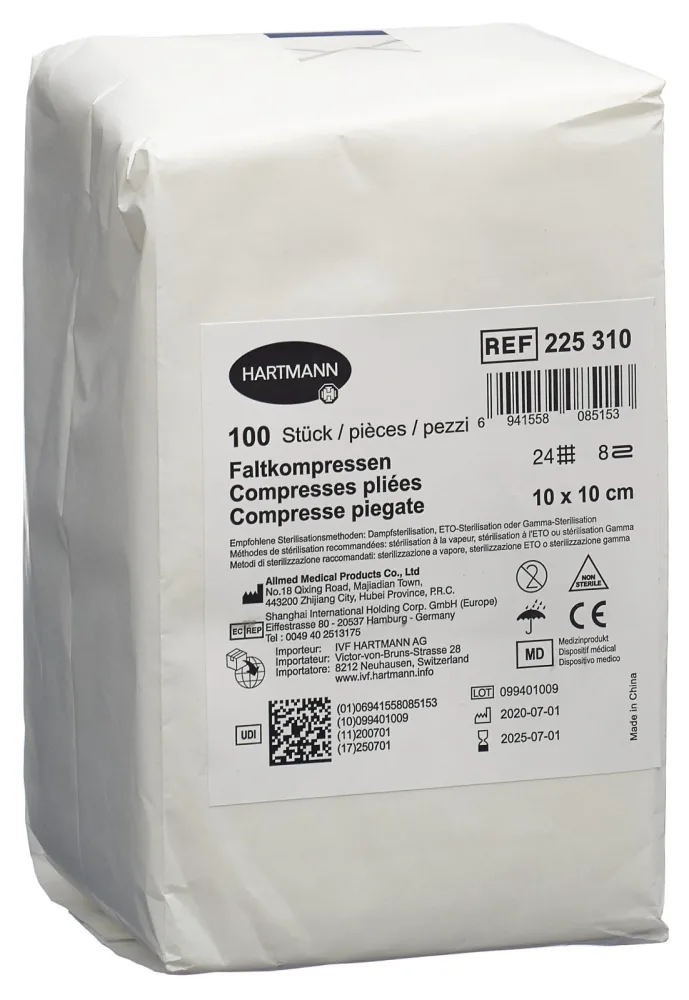 IVF Faltkompresse T24, 10x10cm, 8-fach (100 Stk)