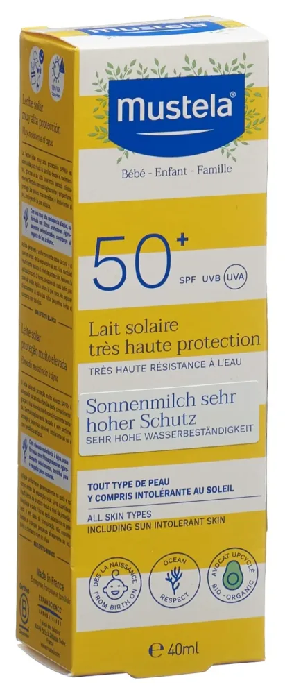 Mustela - Sonnenmilch mit sehr hohem Schutz LSF50+,  Sonnenmilch mit hohem LSF 50+, 40 ml