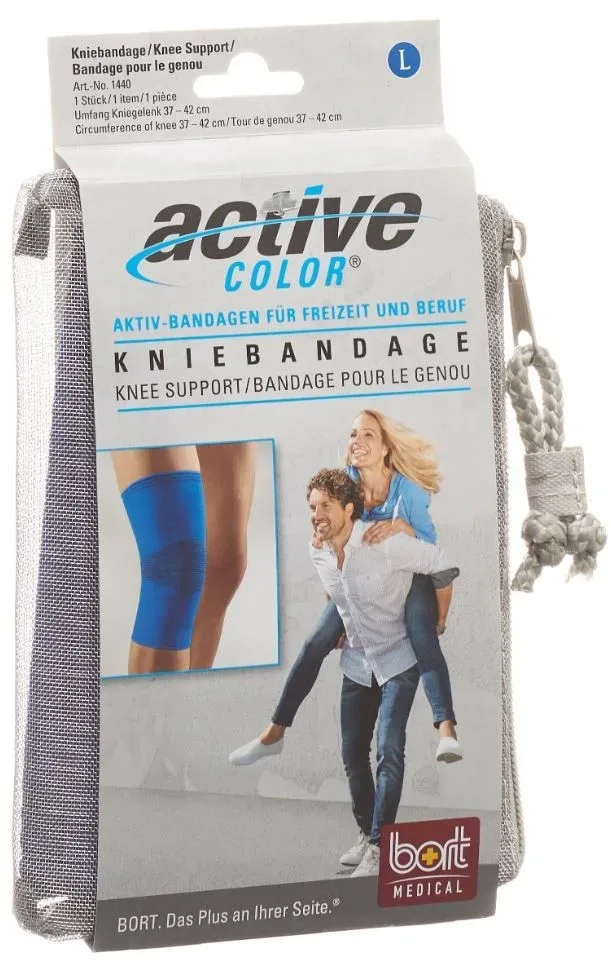 Bort ActiveColor Kniebandage L +37cm blau (1 Stk)