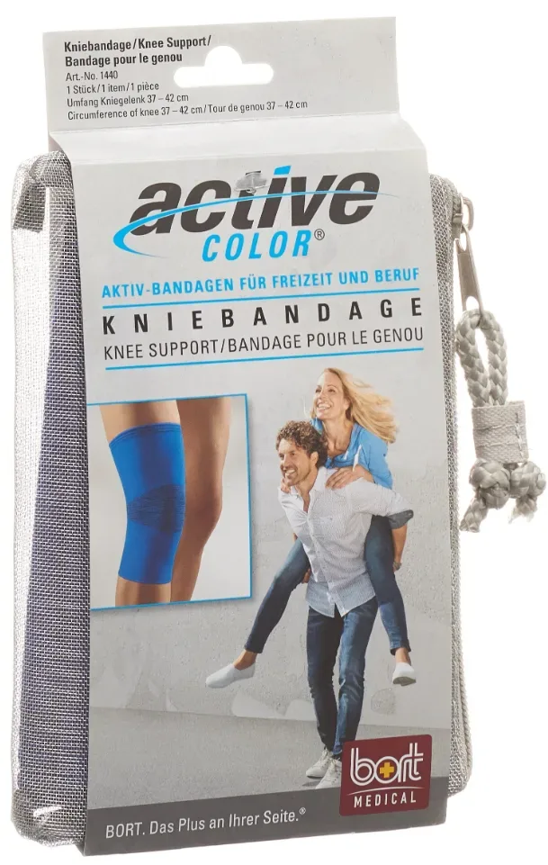 Bort ActiveColor Kniebandage M -37cm blau (1 Stk)
