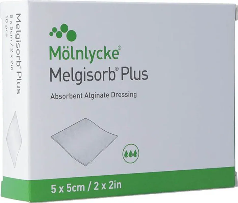 Melgisorb Plus Alginatverband 5x5cm (10 Stk)