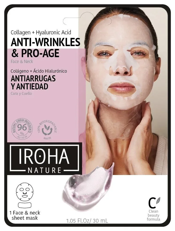 Iroha Tissue Face & Neck Mask Collagen + Hyaluron