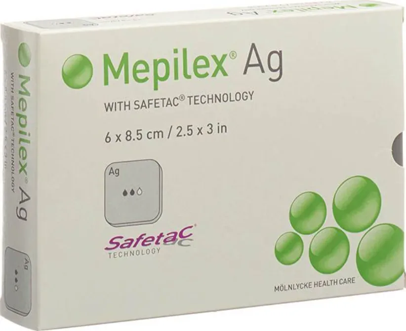 Mepilex Ag Schaumverband 6x8.5cm (5 Stk)