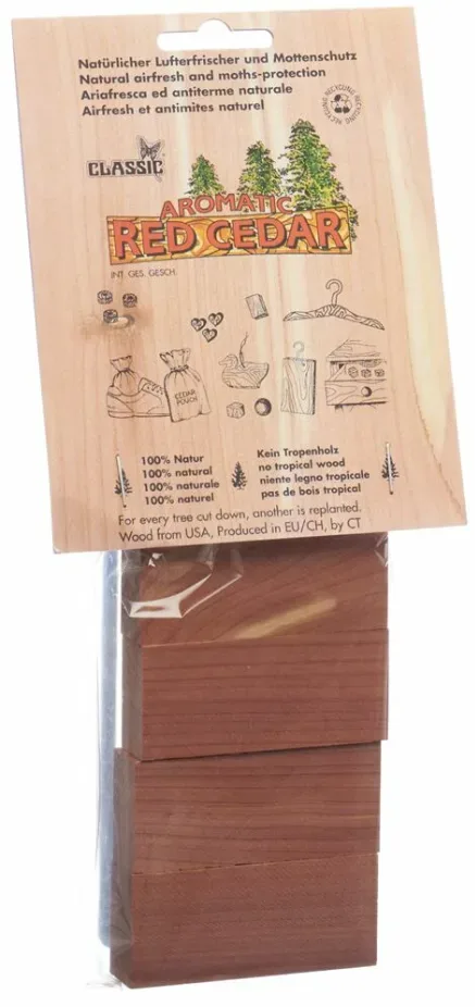 RED CEDAR Zedernholz Block, natürlicher Mottenschutz (4 Stk)
