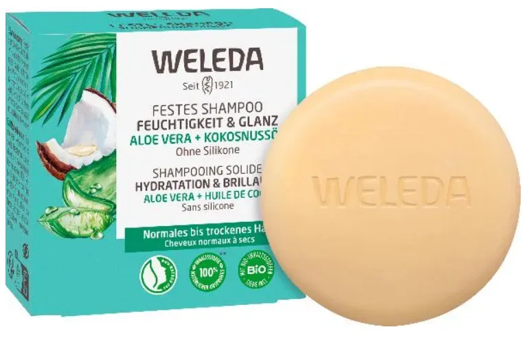 Weleda - Festes Shampoo Feuchtigkeit & Glanz, 50 g