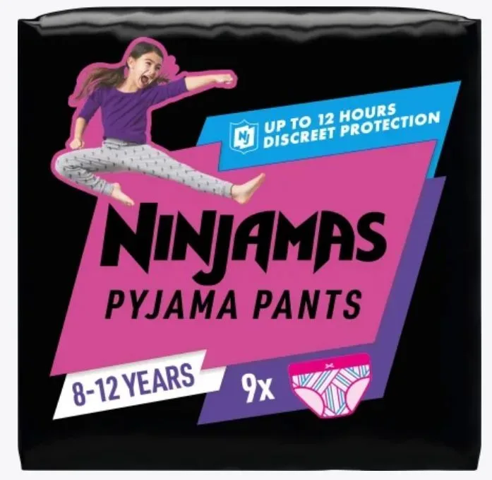 Pampers Ninjamas Pyjama Pants für Mädchen, 8-12 Jahre (9 Stk)