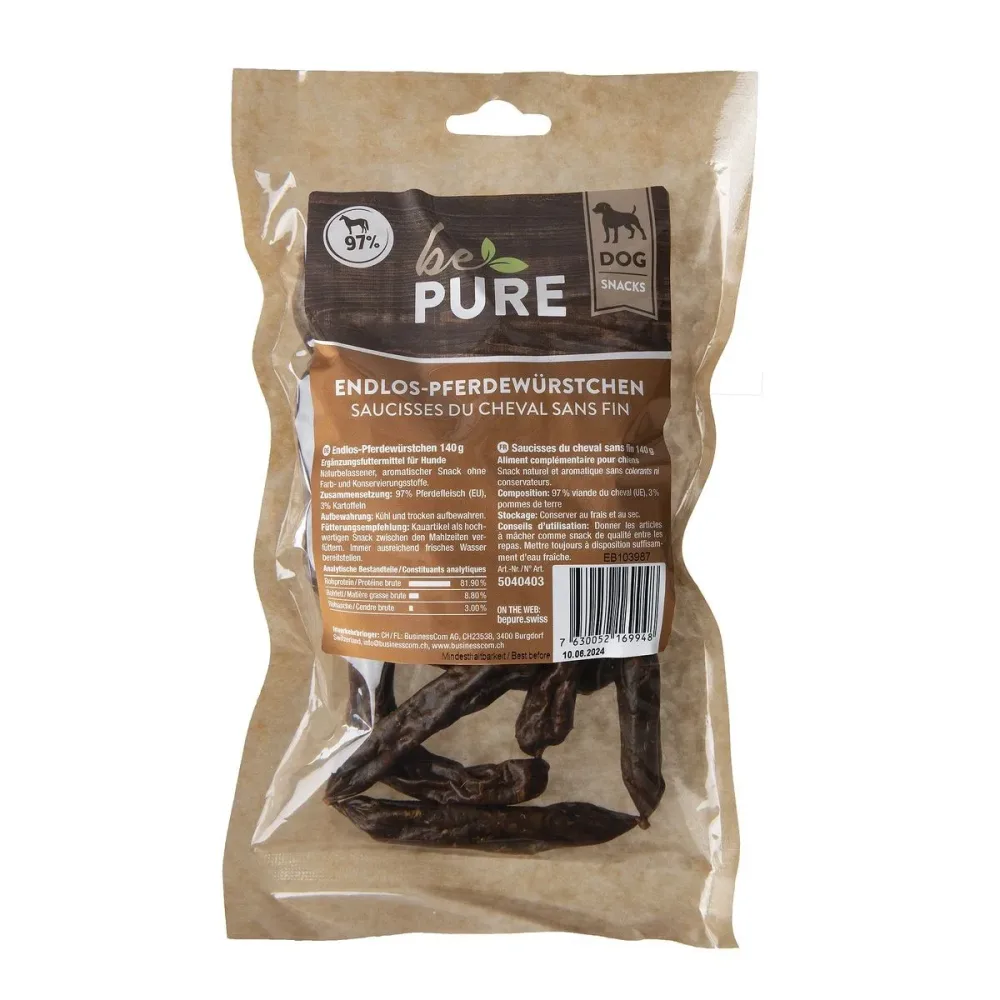 bePure Endlos-Pferdewürstchen für Hunde (140g)