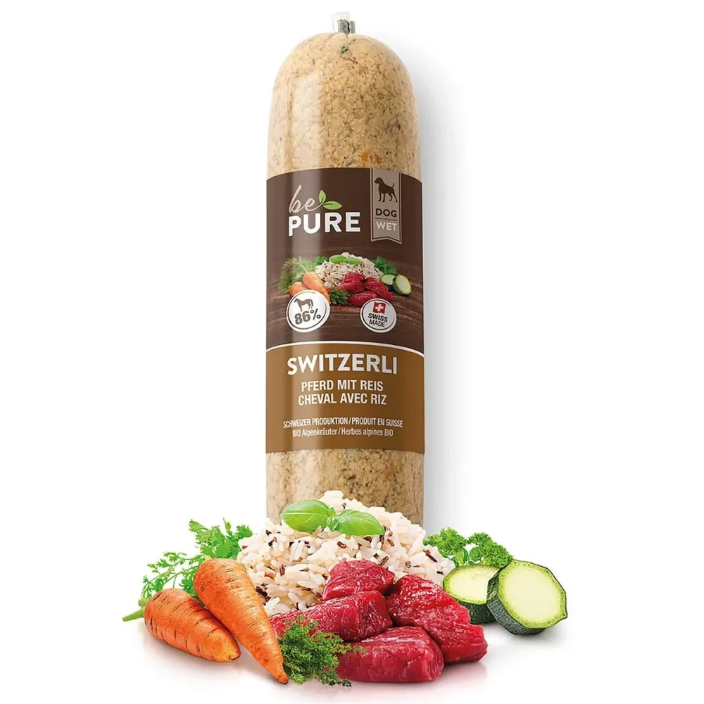bePure Switzerli mit Pferd und Reis für Hunde (200g)