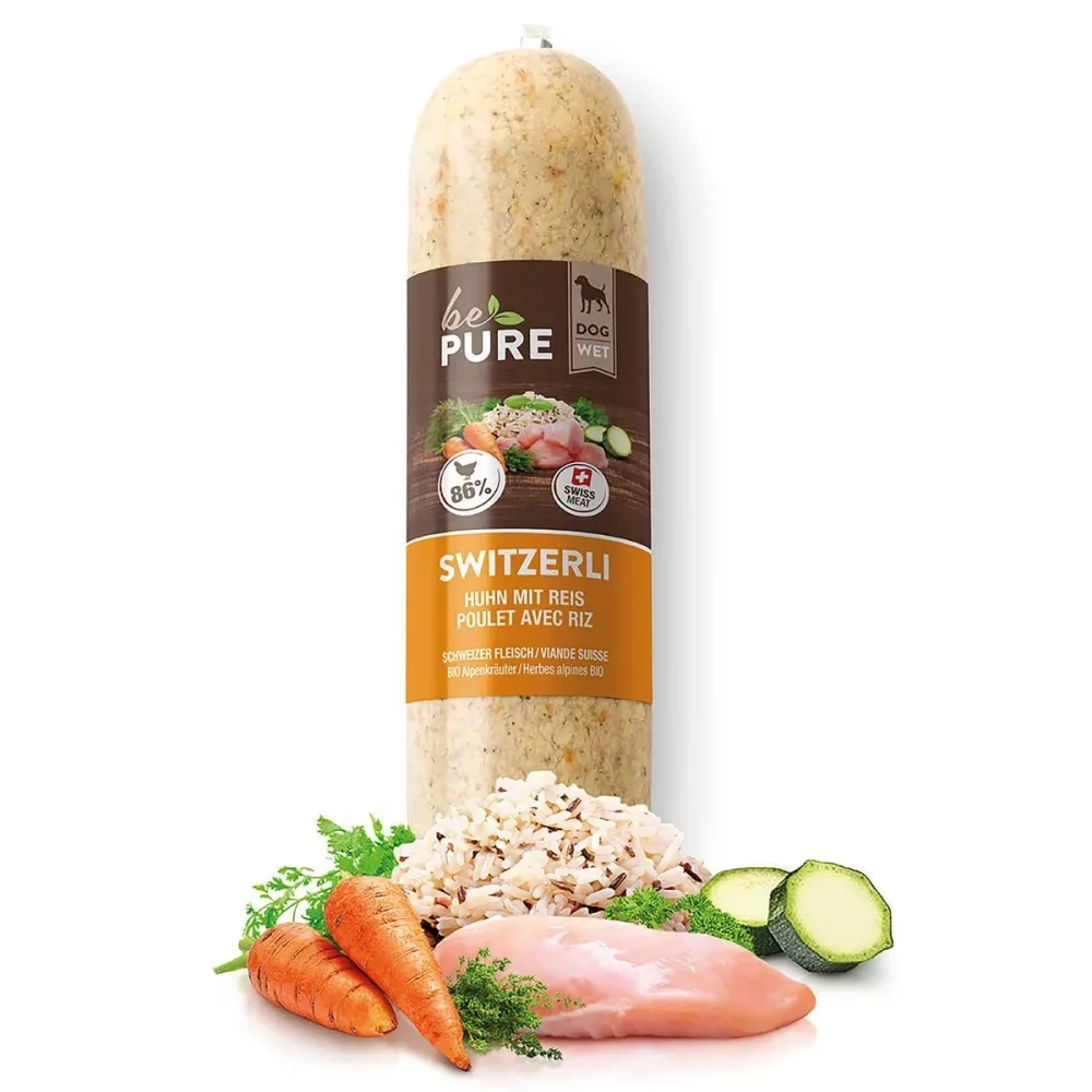 bePure Switzerli mit Huhn und Reis für Hunde (200g)
