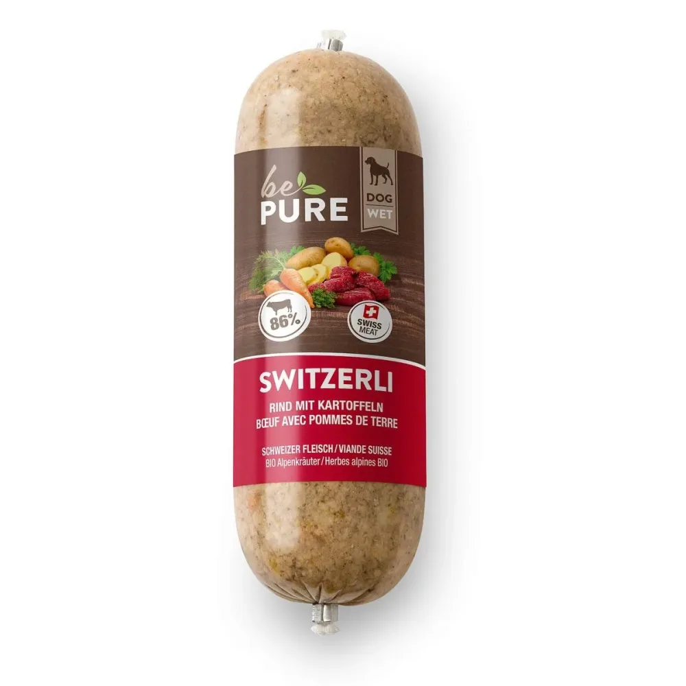 bePure Switzerli mit Rind und Kartoffeln für Hunde (200g)