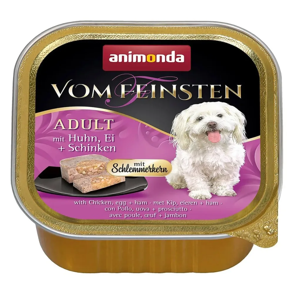 Animonda Vom Feinsten Adult mit Huhn, Ei und Schinken, Nassfutter für Hunde (150g)