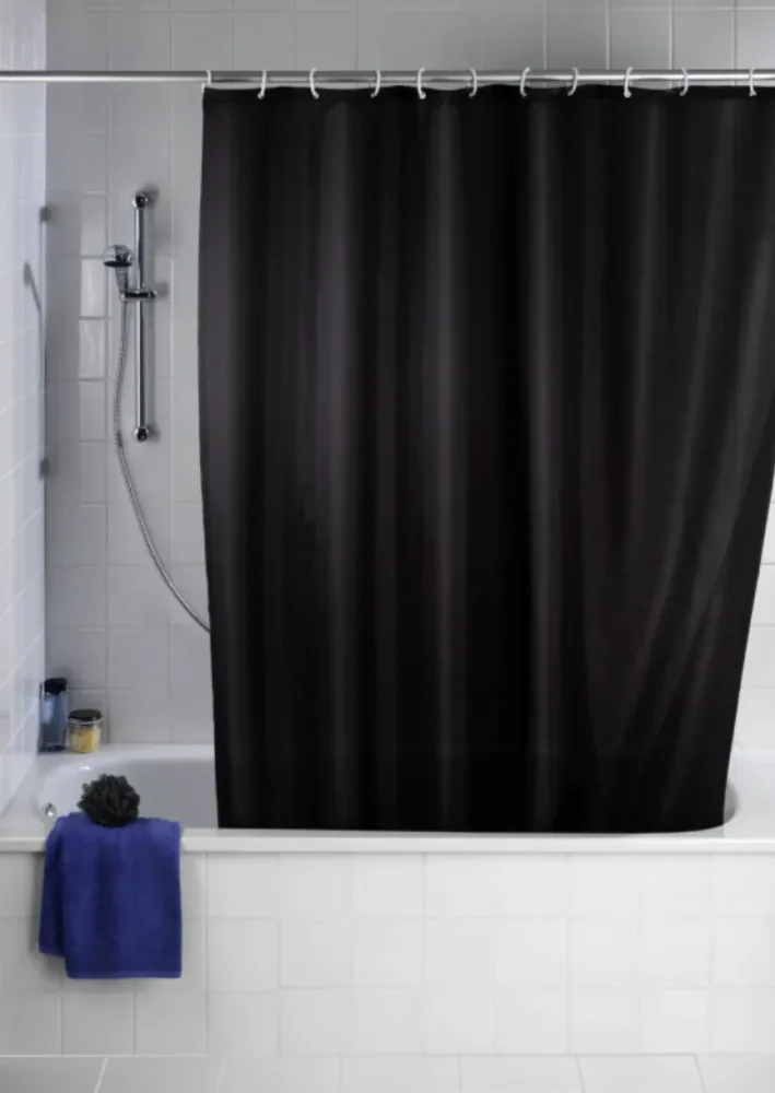 WENKO Duschvorhang schwarz Polyester Anti-Schimmel (1 Stk)