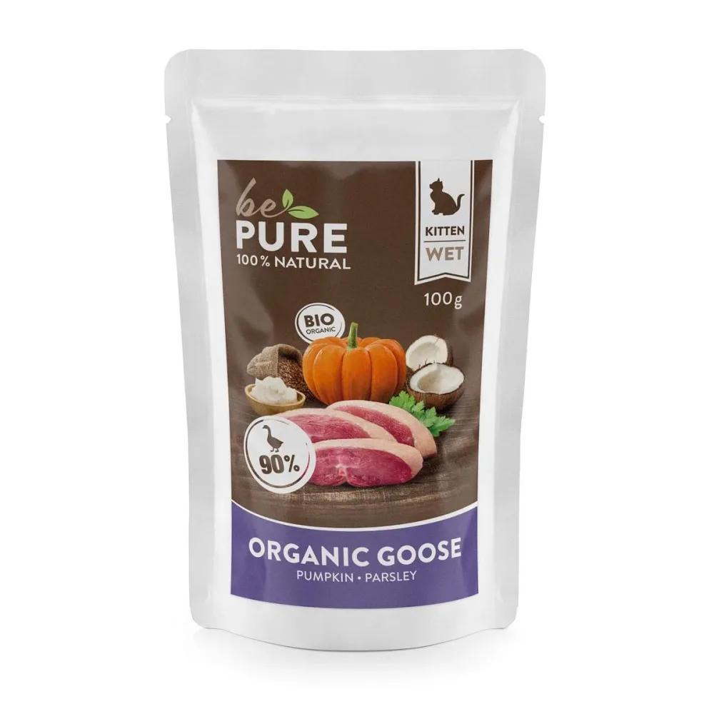 bePure Organic Goose mit Bio-Gans und Kürbis, für junge Katzen (100g)