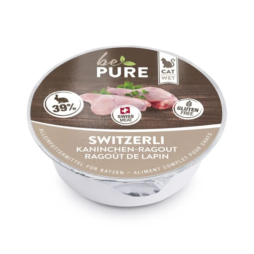 bePure Switzerli mit Kaninchen-Ragout für Katzen (85g)