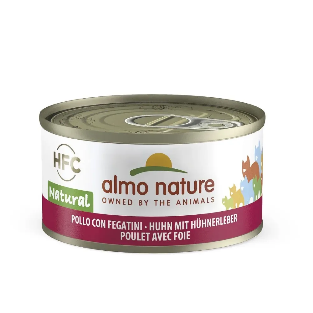 Almo Nature HFC Huhn mit Hühnerleber natural, Nassfutter für Katzen (70g)