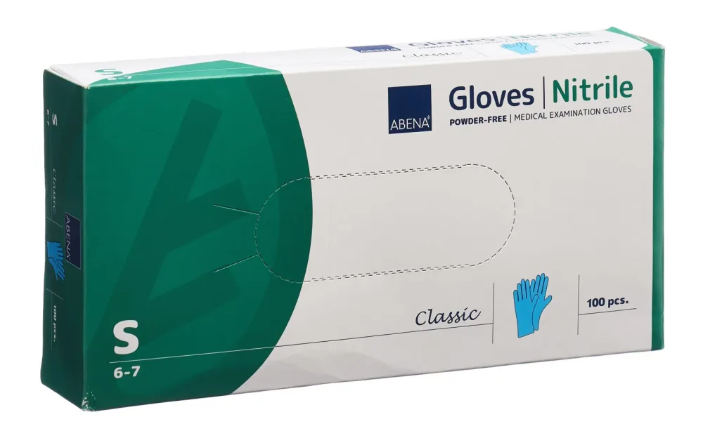 ABENA Classic Nitrilhandschuhe, Grösse S, 240mm, puderfrei, unsteril, blau (100 Stk)