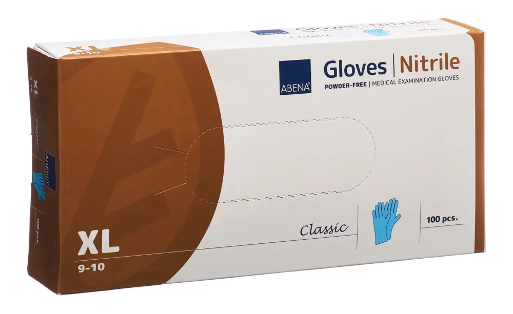 ABENA Classic Nitrilhandschuhe XL, 240mm, puderfrei unsteril blau (100 Stk)