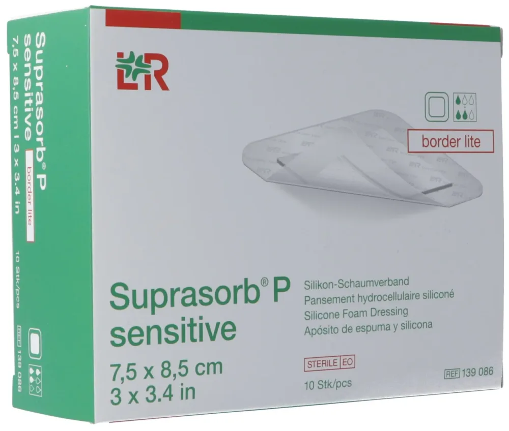 Suprasorb P sensitive border lite Silikon-Schaumverband, 7.5x8.5cm (10 Stk)