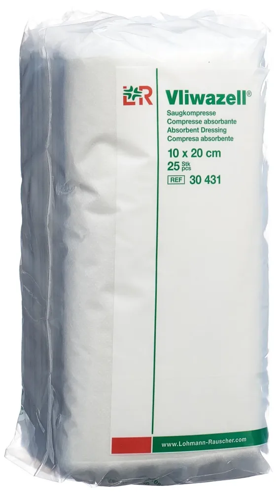 Vliwazell Saugkompresse 10x20cm (25 Stk)