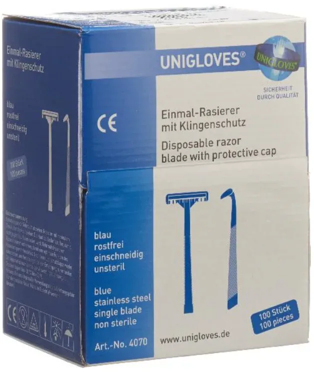 Unigloves Einmal-Rasierer mit Klingenschutz einschneidig unsteril (100 Stk)