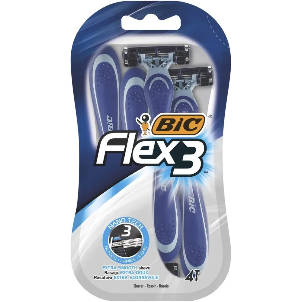 BiC Flex 3 Light Herrenrasierer, plus 3-Klingen (4 Stk)