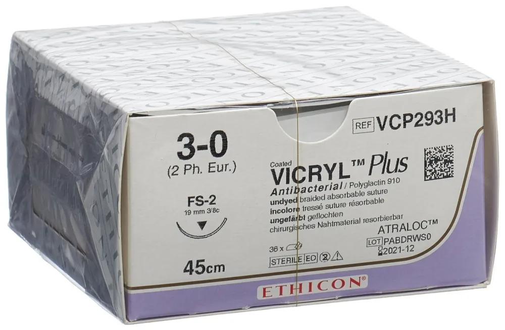 VICRYL Plus 45cm ungefärbt 3-0 FS-2 (36 Stk)