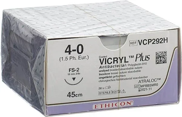 VICRYL Plus 45cm ungefärbt 4-0 FS-2 (36 Stk)