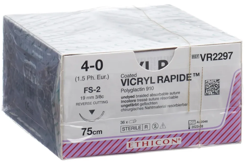VICRYL RAPIDE 75cm ungefärbt 4-0 FS-2 (36 Stk)