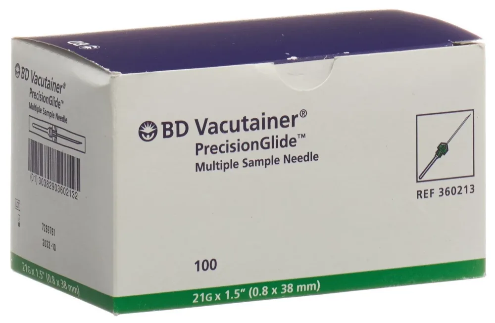 BD Vacutainer Kanüle 21G 0.8x38mm grün (100 Stk)
