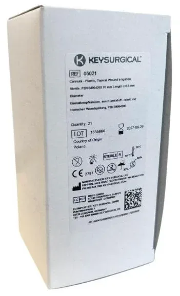 KEY SURGICAL Einmal-Knopfkanülen aus Kunststoff, 0.8x70mm (21 Stk)