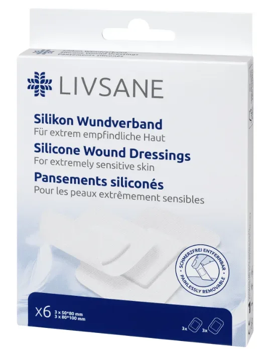 Livsane Silikon-Wundverband ultra-sensitive (6 Stk)